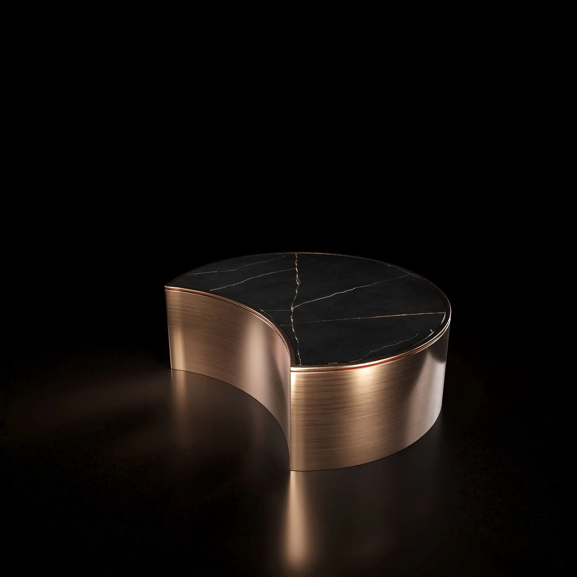 Bottini Medium Coffee Brushed Round Table Rose Gold And Black Gold Top