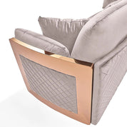 Adagio Rose Gold Polished Stainless Steel Base Beige Luxury Sofa Set RG