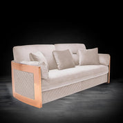 Adagio Rose Gold Polished Stainless Steel Base Beige Modern Sofa Set RG