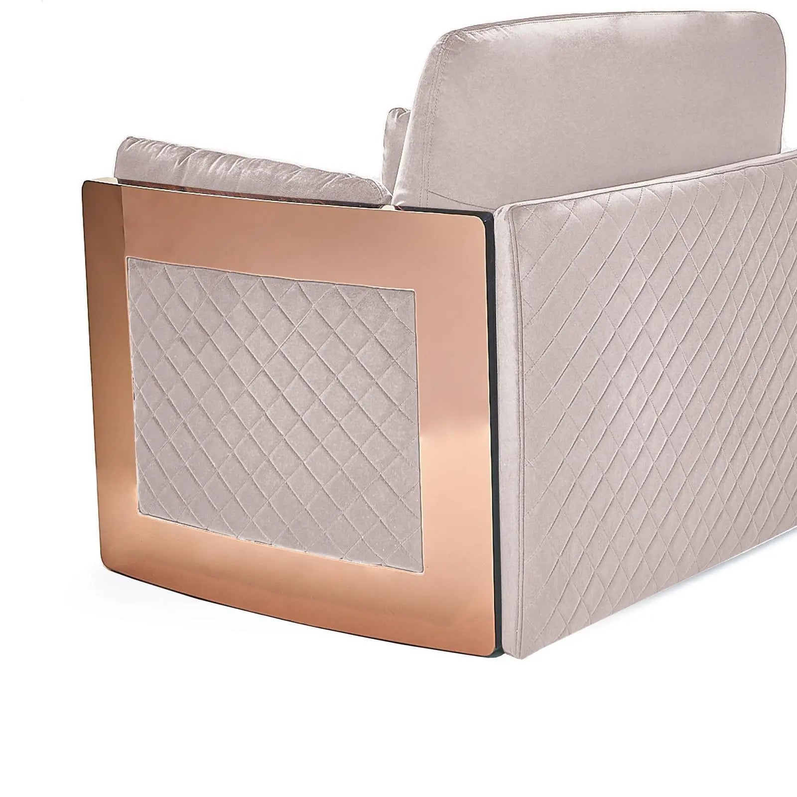 Adagio Rose Gold Polished Stainless Steel Base Beige Roberto Grassie Sofa Set RG