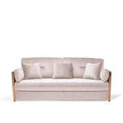 Adagio Rose Gold Polished Stainless Steel Base Beige Sofa Set