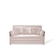 Adagio Rose Gold Polished Stainless Steel Base Beige Stylish Sofa Set RG