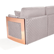 Adagio Rose Gold Polished Stainless Steel Base Beige Stylish Sofa Set RG