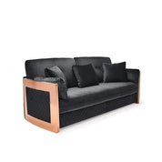 Adagio Rose Gold Polished Stainless Steel Base Black Luxury Sofa Set RG