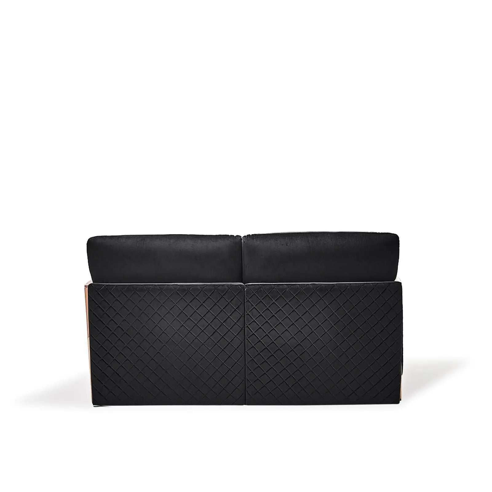 Adagio Rose Gold Polished Stainless Steel Base Black Luxury Sofa Set RG