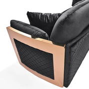 Adagio Rose Gold Polished Stainless Steel Base Black Luxury Sofa Set