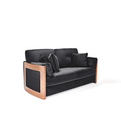 Adagio Rose Gold Polished Stainless Steel Base Black Modern Sofa Set RG