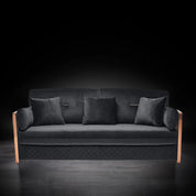 Adagio Rose Gold Polished Stainless Steel Base Black Modern Sofa Set RG