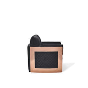 Adagio Rose Gold Polished Stainless Steel Base Black Roberto Grassie Sofa Set RG