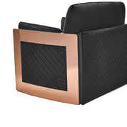 Adagio Rose Gold Polished Stainless Steel Base Black Roberto Grassie Sofa Set