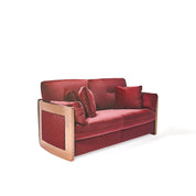 Adagio Rose Gold Polished Stainless Steel Base Burgandy Modern Sofa Set RG