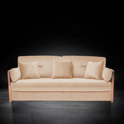 Adagio Rose Gold Polished Stainless Steel Base Dark Beige Modern Sofa Set RG