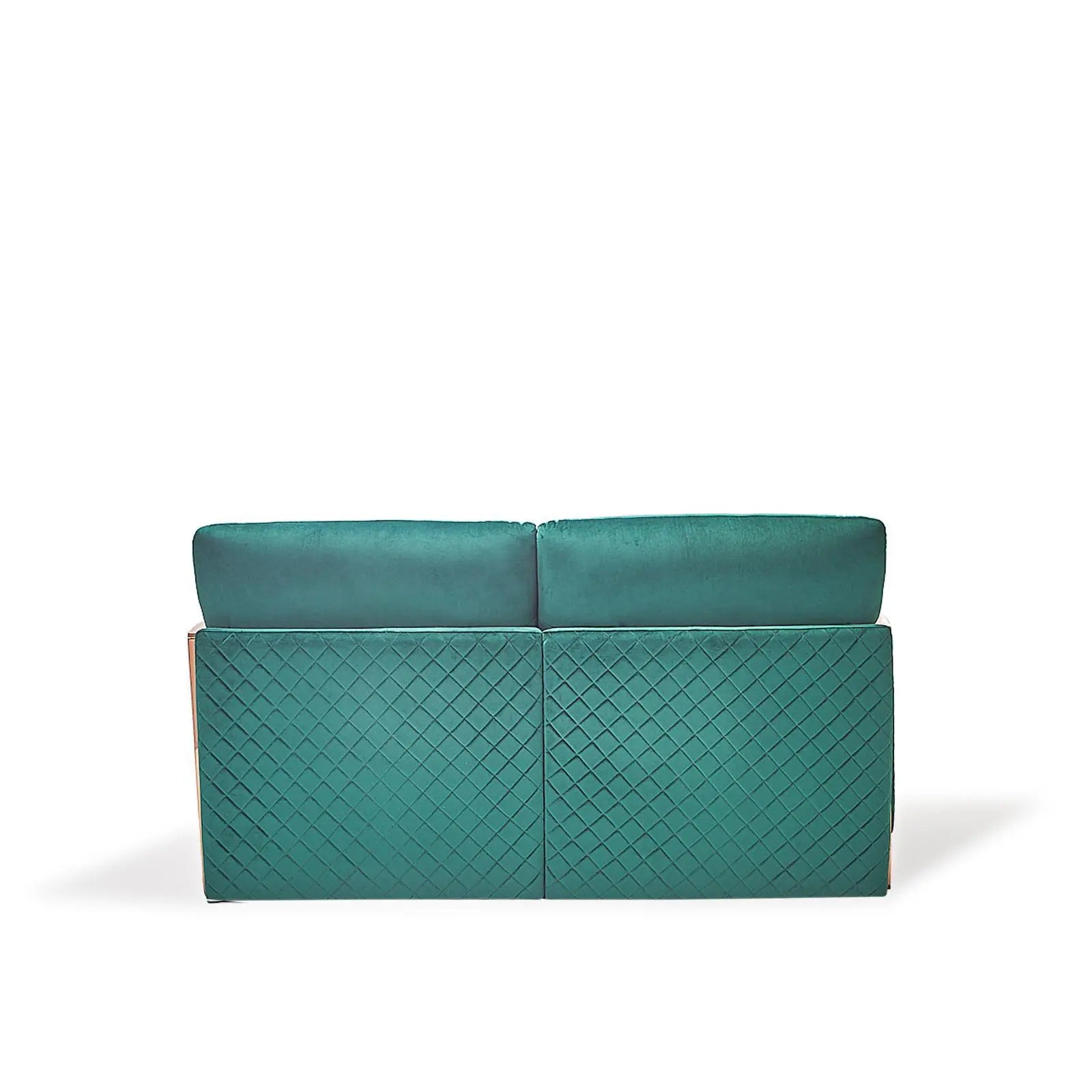 Adagio Rose Gold Polished Stainless Steel Base Dark Green Luxury Sofa Set