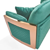 Adagio Rose Gold Polished Stainless Steel Base Dark Green Luxury Sofa Set