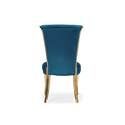 Alanso Titanium Gold Polished Stainless Steel Base Dark Blue Modern Dining Chair RG