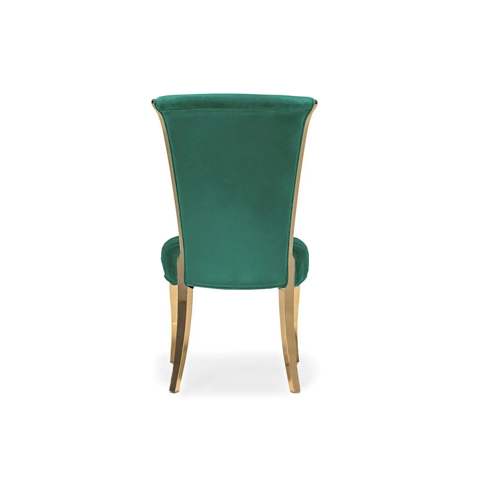 Alanso Titanium Gold Polished Stainless Steel Base Dark Green Modern Dining Chair RG