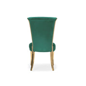 Alanso Titanium Gold Polished Stainless Steel Base Dark Green Modern Dining Chair RG