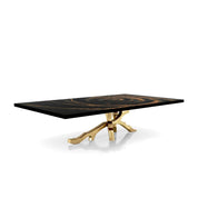 Albero Titanium Gold Brushed Stainless Steel Base Black Fiore Large Coffee Table