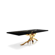 Albero Titanium Gold Brushed Stainless Steel Base Black Mountain Small Dining Table