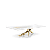 Albero Titanium Gold Brushed Stainless Steel Base White Art Small Coffee Table