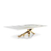 Albero Titanium Gold Brushed Stainless Steel Base White Fiore Large Coffee Table