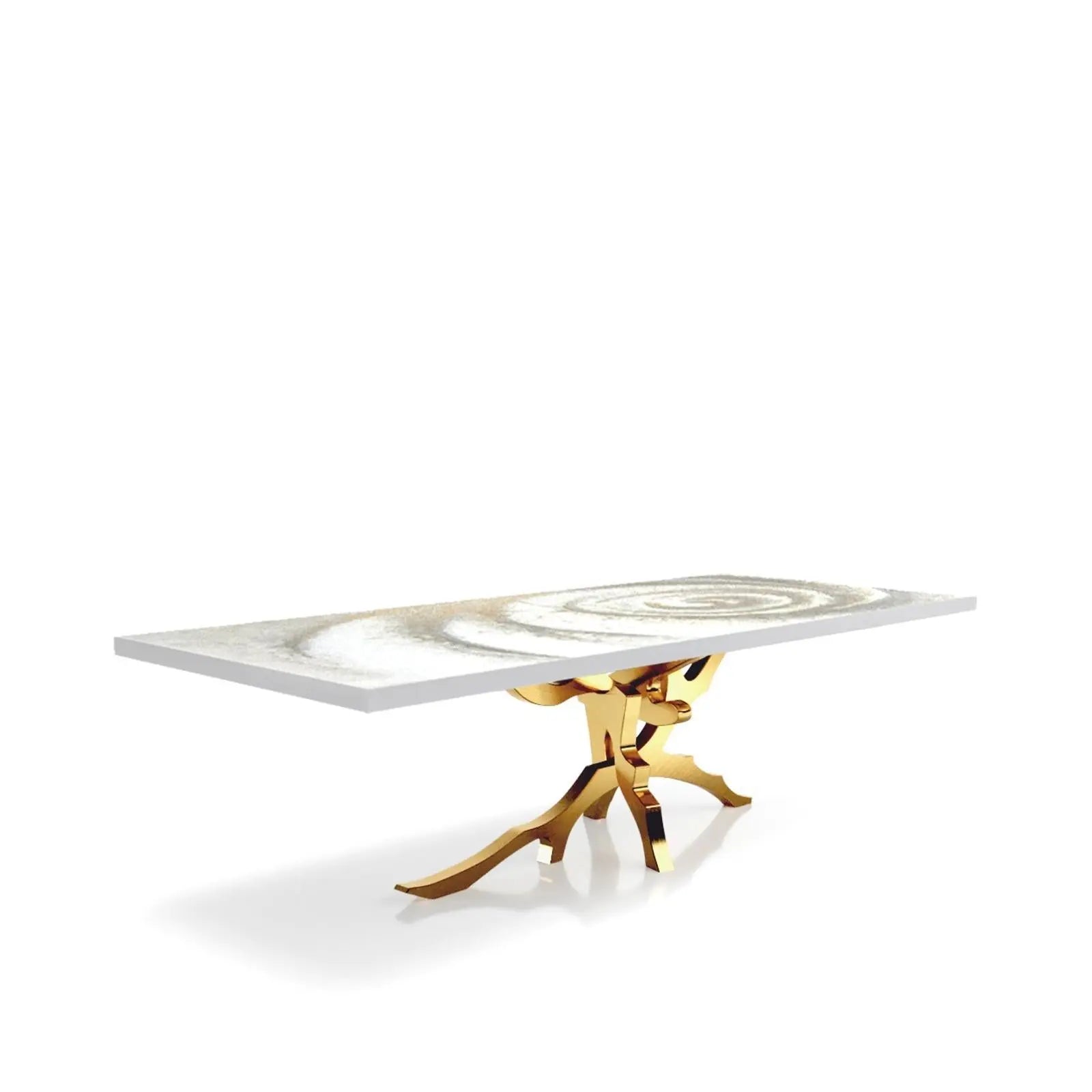 Albero Titanium Gold Brushed Stainless Steel Base White Fiore Small Dining Table