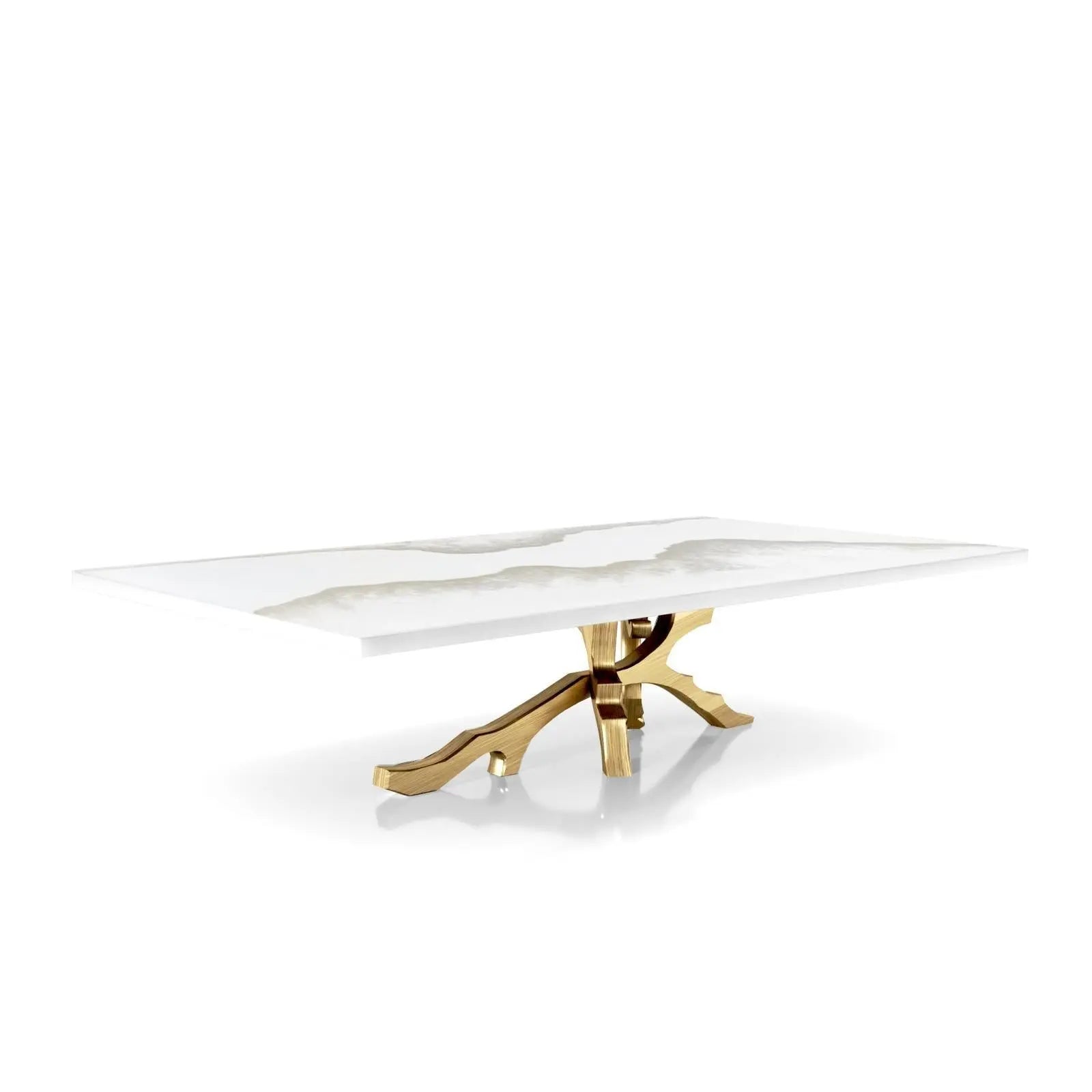 Albero Titanium Gold Brushed Stainless Steel Base White Mountain Large Coffee Table