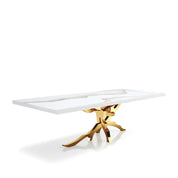 Albero Titanium Gold Brushed Stainless Steel Base White Mountain Large Dining Table