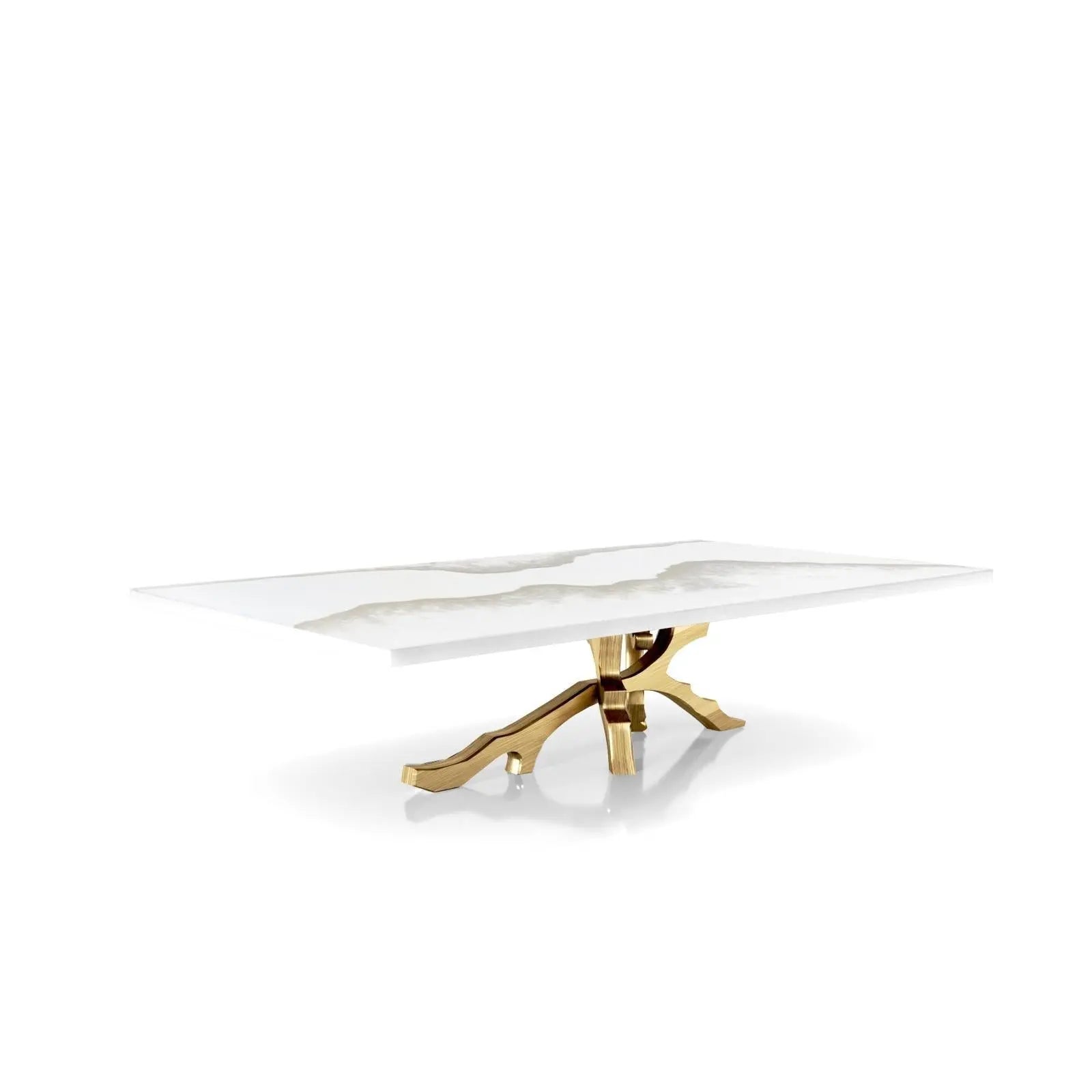 Albero Titanium Gold Brushed Stainless Steel Base White Mountain Small Coffee Table