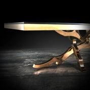 Albero Rectangular Rose Gold Polished Stainless Steel Base Modern Coffee Table