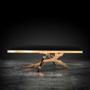 Albero Rectangular Rose Gold Polished Stainless Steel Base Roberto Grassie Coffee Table