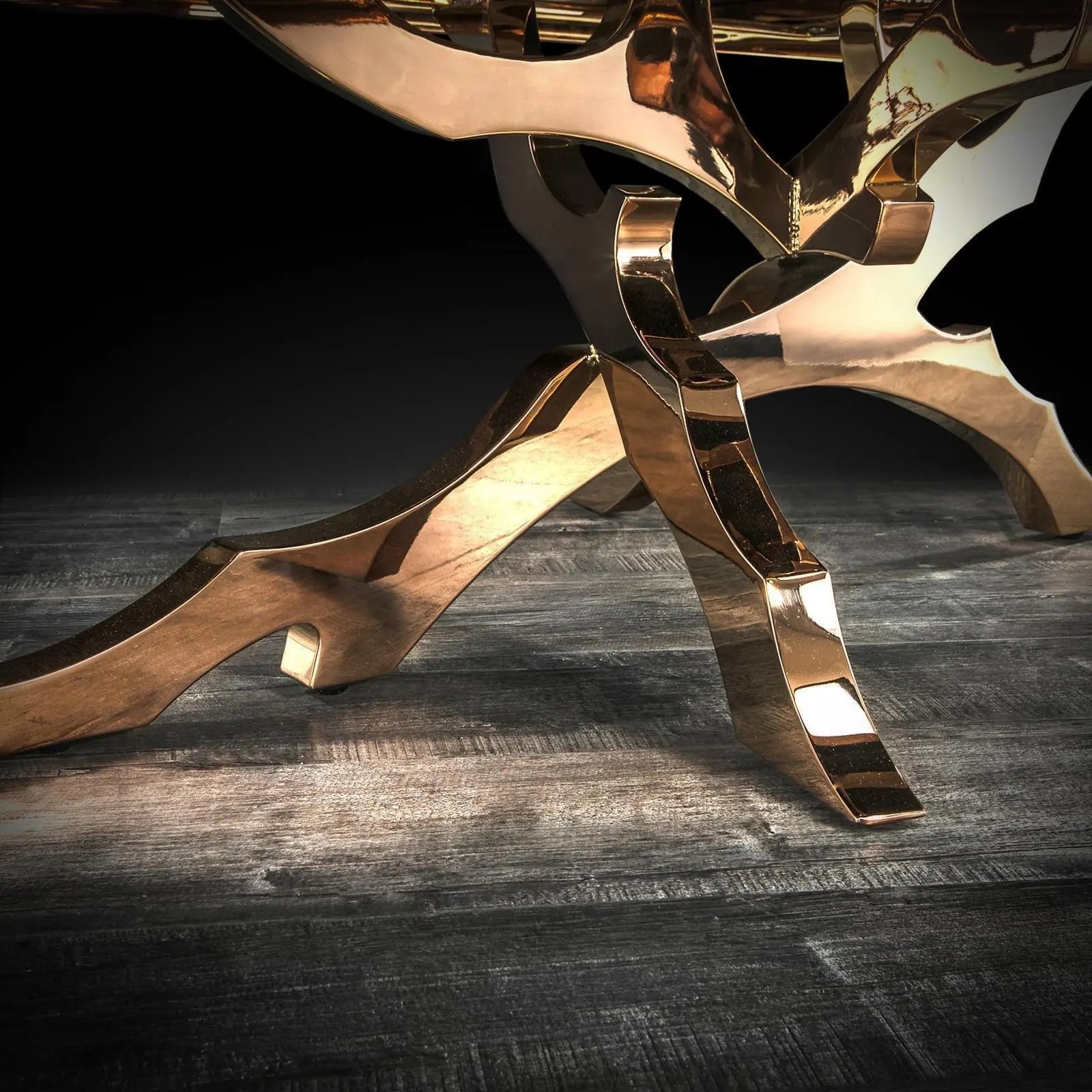 Albero Rectangular Rose Gold Polished Stainless Steel Base Stylish Coffee Table