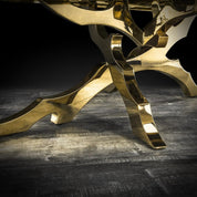 Albero Rectangular Titanium Gold Polished Stainless Steel Base Stylish Coffee Table