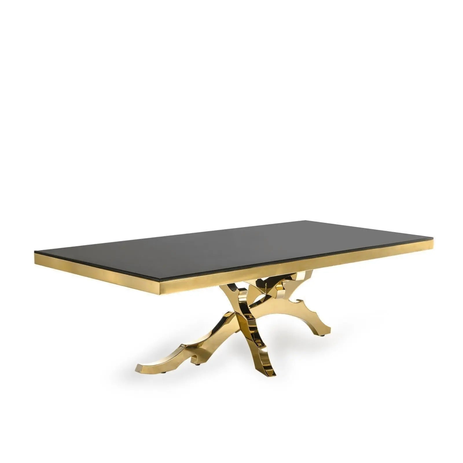 Albero Rectangular Titanium Gold Polished Stainless Steel Base Stylish Coffee Table