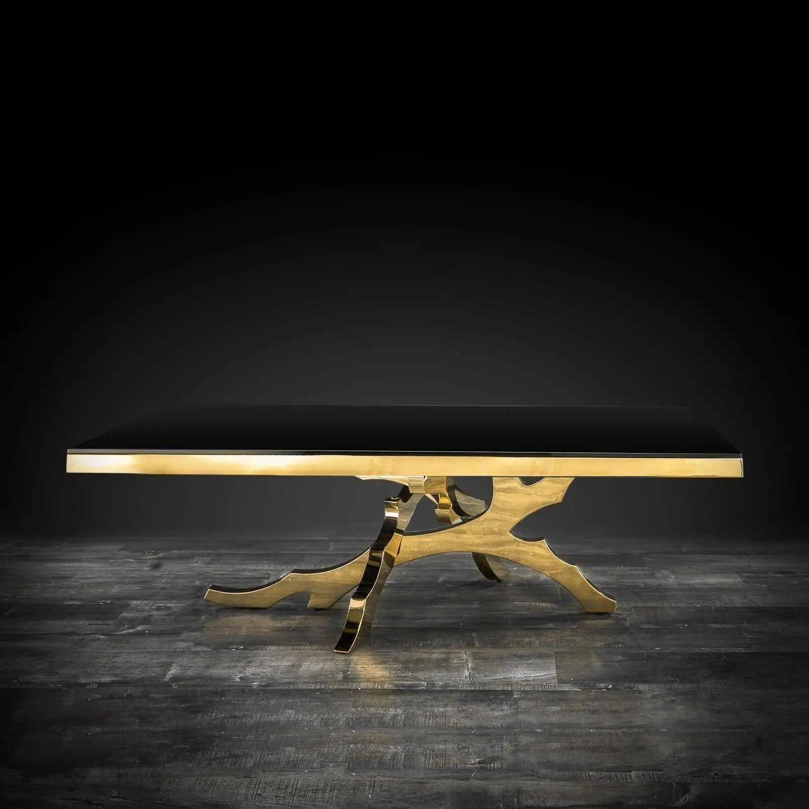 Albero Rectangular Titanium Gold Polished Stainless Steel Base Stylish Coffee Table