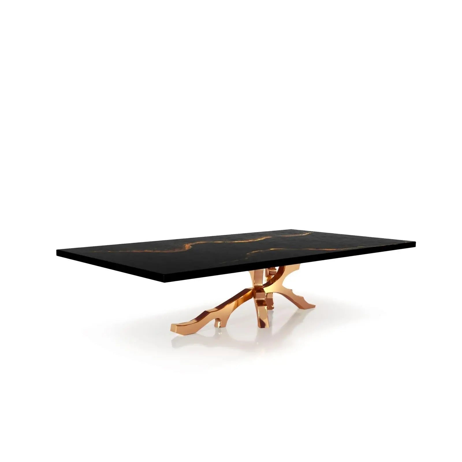 Albero Rose Gold Polished Stainless Steel Base Black Mountain Small Coffee Table