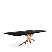 Albero Rose Gold Polished Stainless Steel Base Black Mountain Small Dining Table