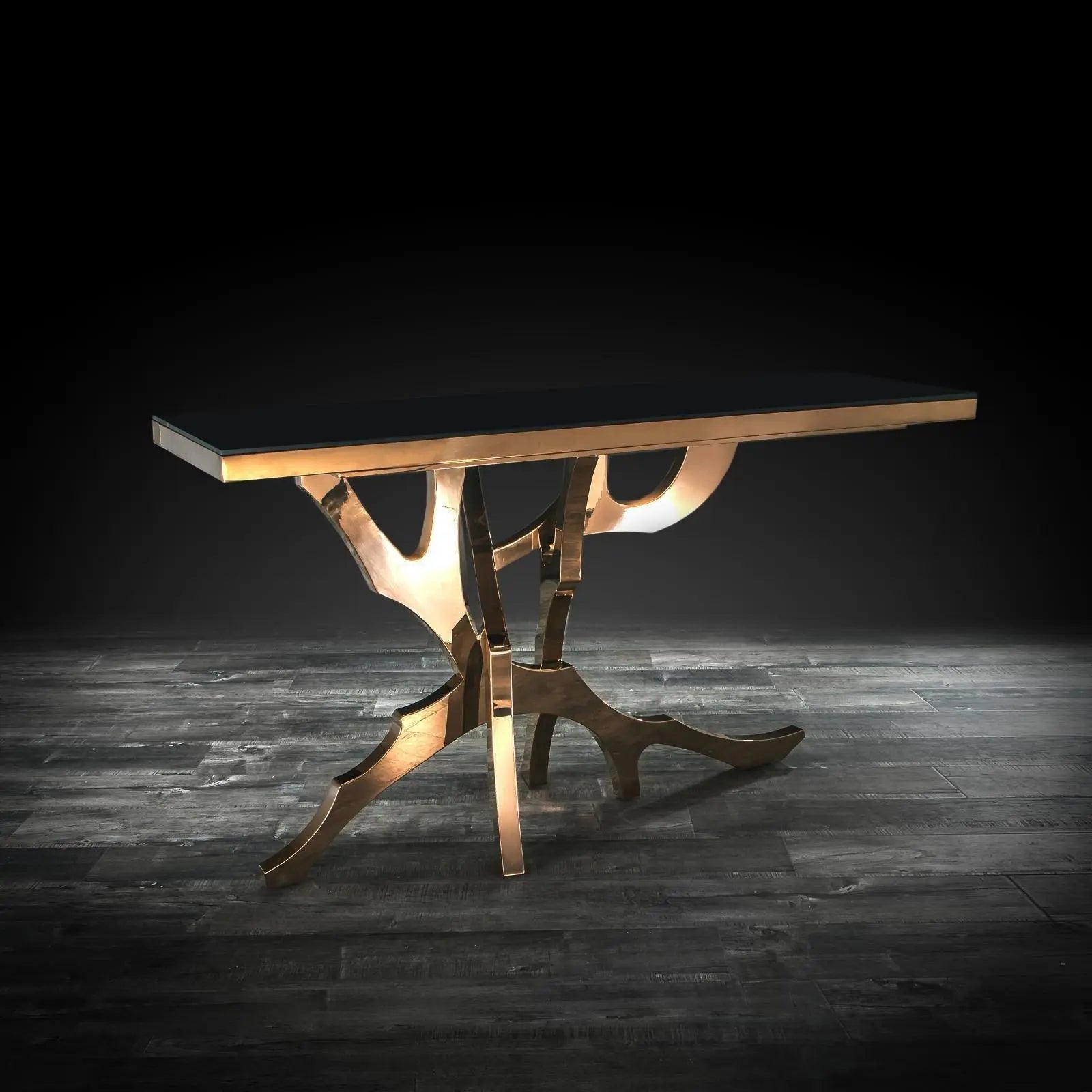 Albero Rose Gold Polished Stainless Steel Base Roberto Grassie Console Table RG