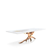 Albero Rose Gold Polished Stainless Steel Base White Art Small Dining Table