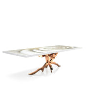 Albero Rose Gold Polished Stainless Steel Base White Fiore Large Dining Table
