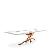 Albero Rose Gold Polished Stainless Steel Base White Mountain Small Dining Table