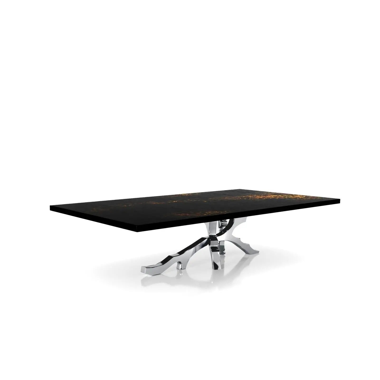 Albero Polished Stainless Steel Base Black Art Small Coffee Table