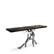Albero Polished Stainless Steel Base Black Fiore Large Console Table