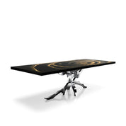 Albero Polished Stainless Steel Base Black Fiore Large Dining Table