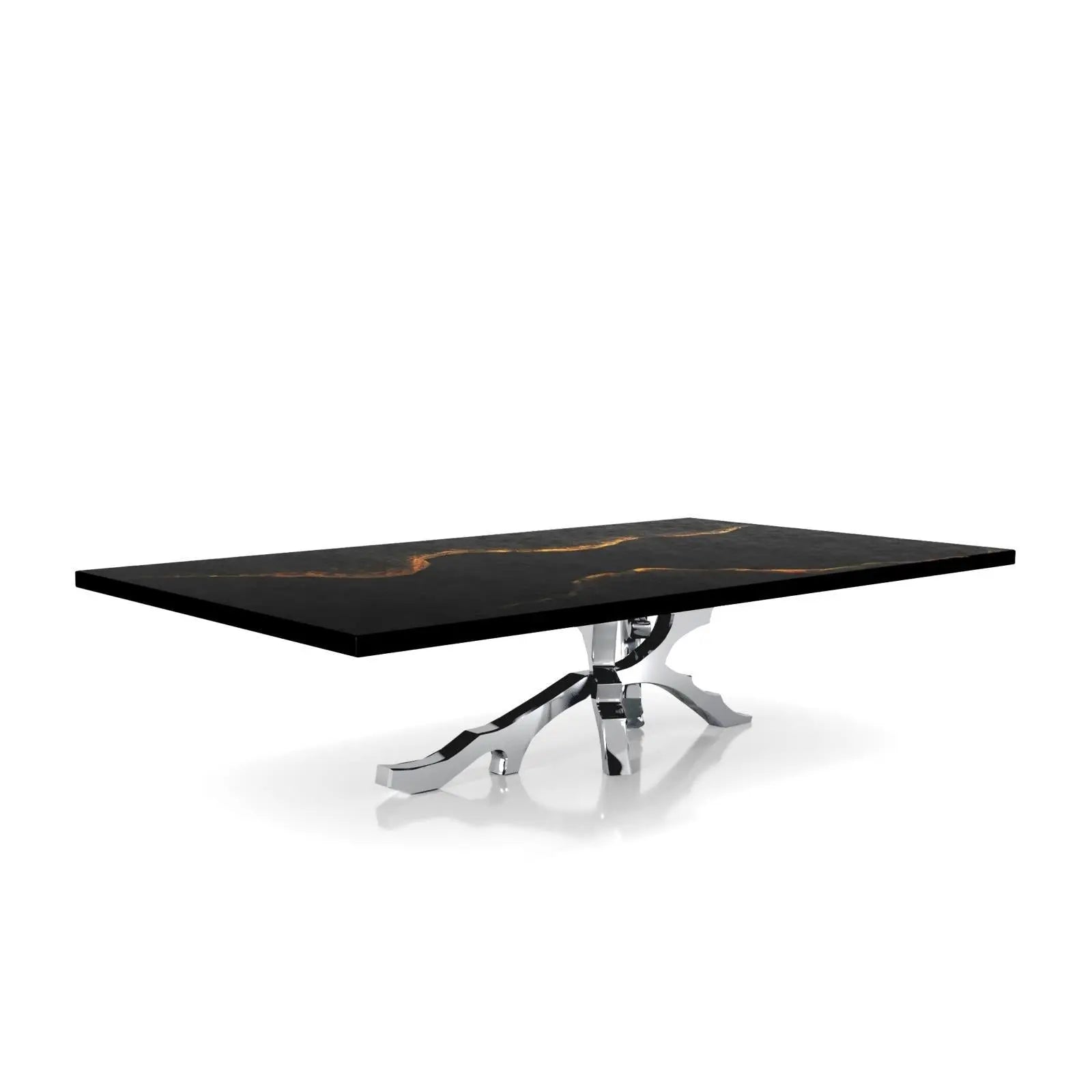 Albero Polished Stainless Steel Base Black Mountain Large Coffee Table