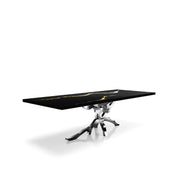 Albero Polished Stainless Steel Base Black Mountain Small Dining Table