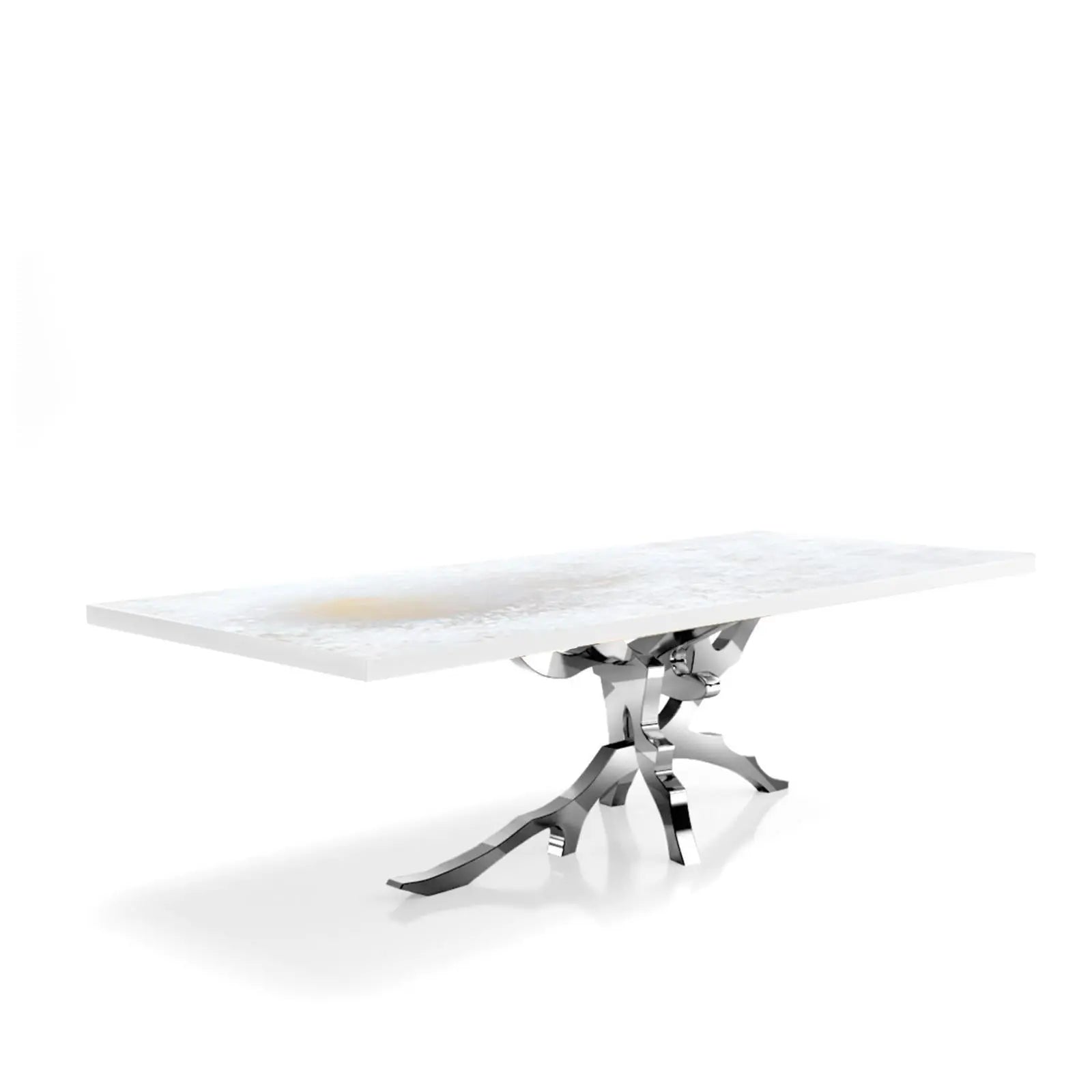 Albero Polished Stainless Steel Base White Art Large Dining Table