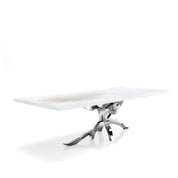 Albero Polished Stainless Steel Base White Art Large Dining Table