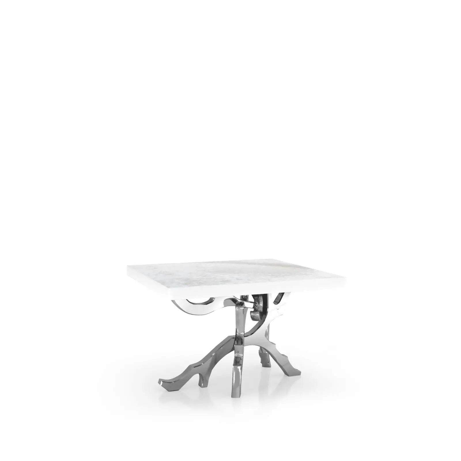 Albero Polished Stainless Steel Base White Art Large End Table
