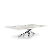 Albero Polished Stainless Steel Base White Fiore Large Coffee Table